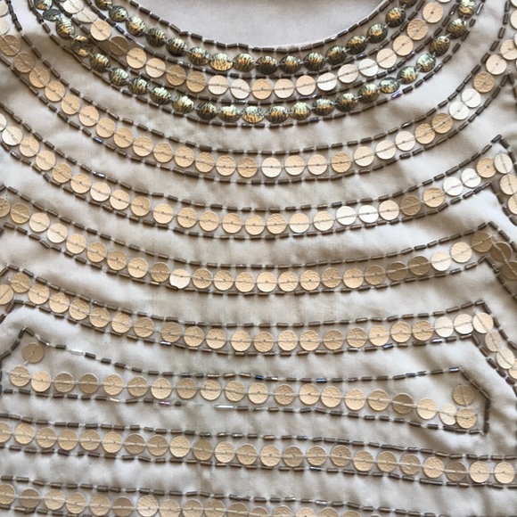 QUINN BEADED TAN CROP TANK TOP SIZE MEDIUM - Picture 2 of 4